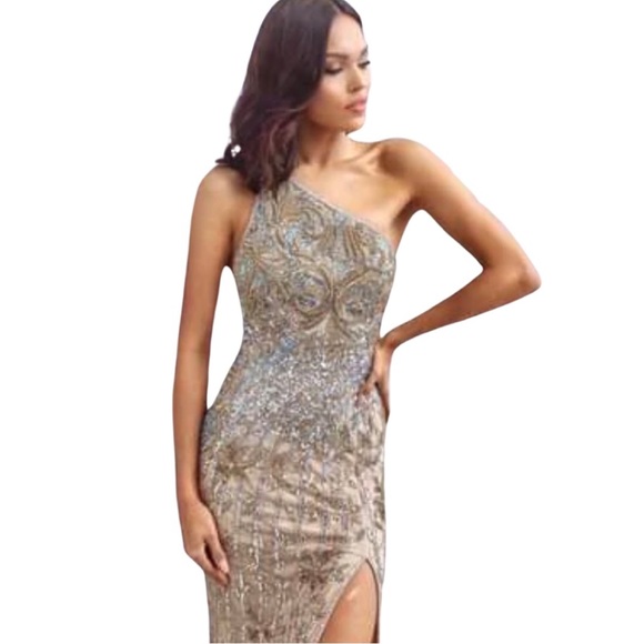 EUC Sherri Hill Style 53913 One Shoulder Gown - Picture 4 of 16